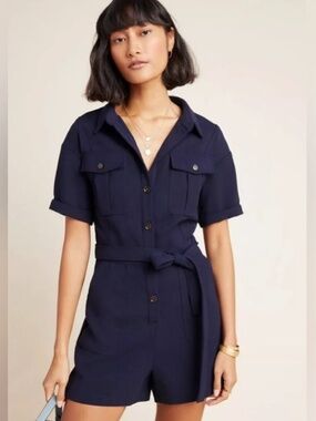 Flattering Navy GREYLIN Playsuit Utility Romper